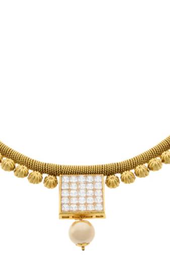 JFL - Traditional Ethnic One Gram Gold Plated Cz American Diamond Kundan Pearl Designer Necklace Set