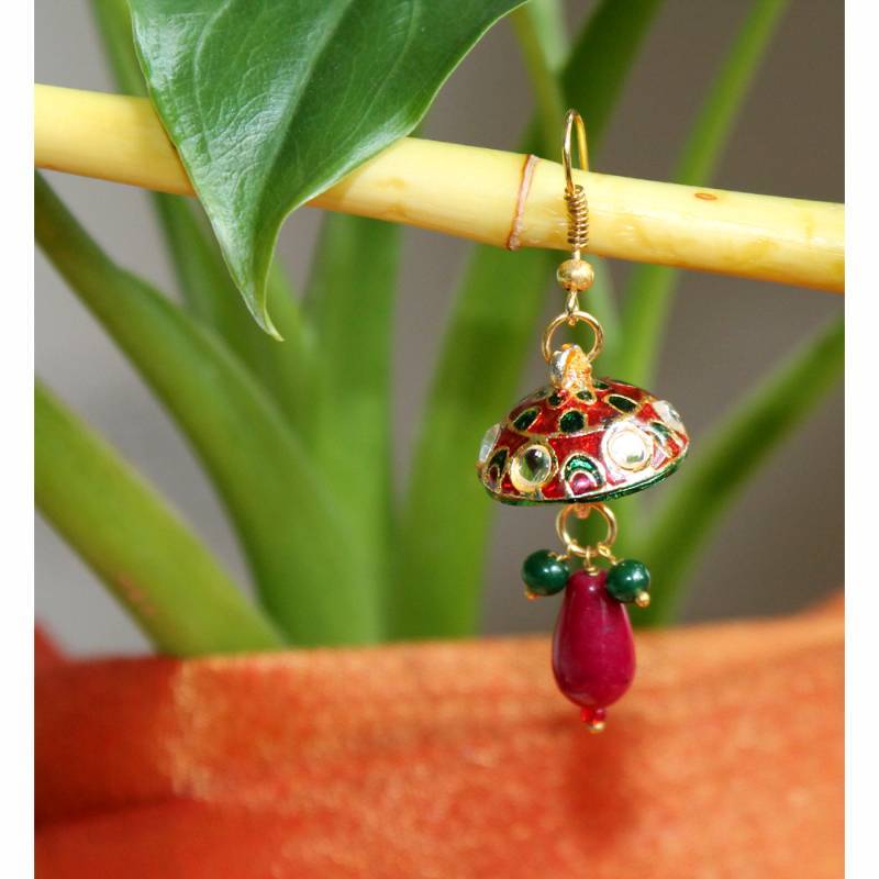 Kundan encrusted jhumki earrings