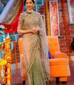 Off White embroidered net saree With Blouse