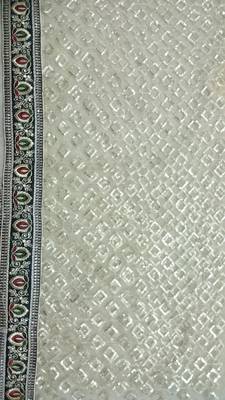 Off White embroidered net saree With Blouse 4