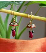 Kundan encrusted jhumki earrings