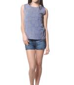 Blue poly crepe tops
