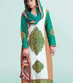 Beautiful White Pure Cotton Salwar Suit Decked with Embroidery work