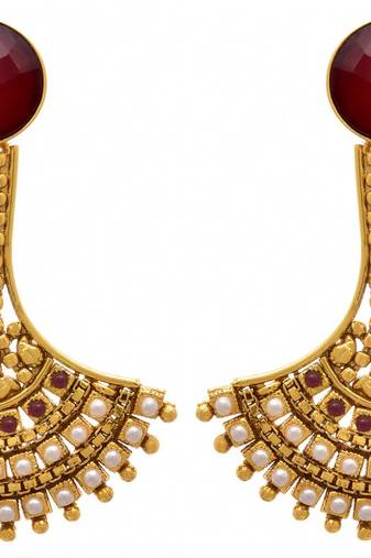 Traditional ethnic plated pearls stones designer earring for women and girls