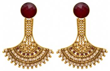 Traditional ethnic plated pearls stones designer earring for women and girls 1