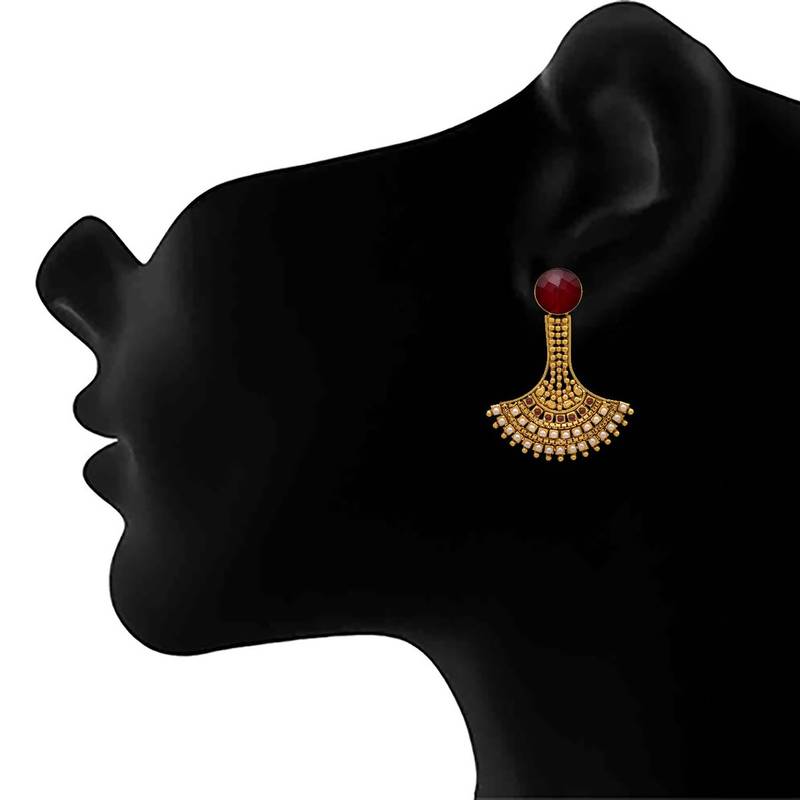 Traditional ethnic plated pearls stones designer earring for women and girls