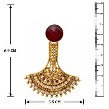 Traditional ethnic plated pearls stones designer earring for women and girls 3