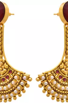 Traditional ethnic plated pearls stones designer earring for women and girls