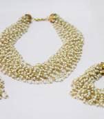 White Imitation Pearl Necklace Set With Bracelet & Earrings