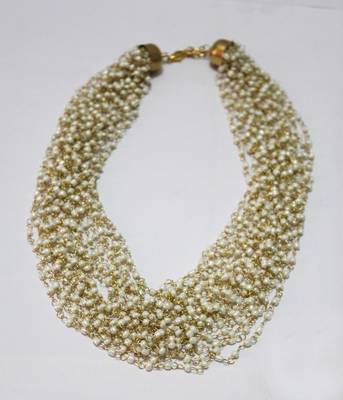 White Imitation Pearl Necklace Set With Bracelet & Earrings 5