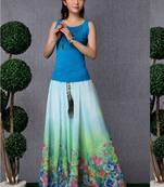 White and Red Faux Georgette long Skirt