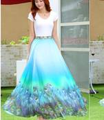 Sky blue Faux Georgette long Skirt