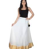 White and golden plain georgette skirts