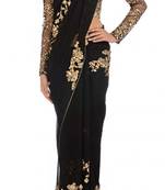 black embroidered georgette saree With Blouse
