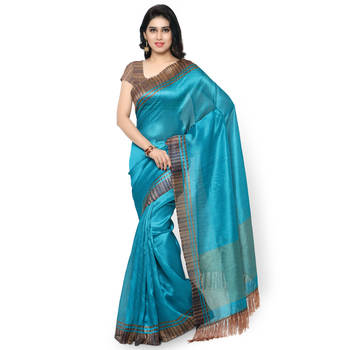 Green Plain Art Silk Saree With Blouse 1