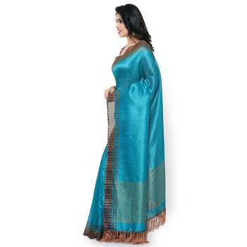 Green Plain Art Silk Saree With Blouse 2