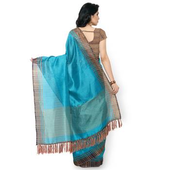 Green Plain Art Silk Saree With Blouse 3