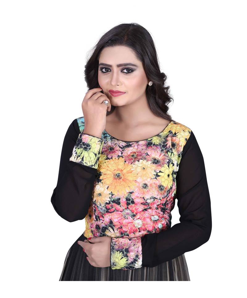 Grey printed cotton unstitched party wear gowns Glamour Shop 1337205