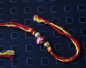 Turquoise And Green Kundan Rakhi 1