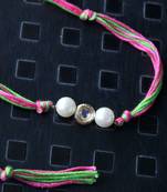 Pink And Green Pearl And Kundan Rakhi