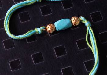Turquoise And Green Stone Rakhi 1