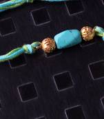 Turquoise And Green Stone Rakhi