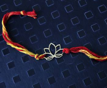Red Mauli Gold Lotus Rakhi 1