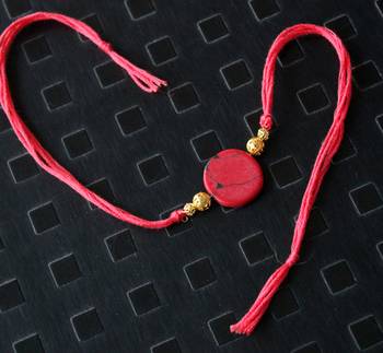 Red And Gold Stone Rakhi 1