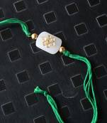 Green And White Kundan Work Rakhi