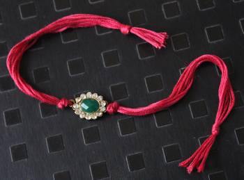 Red And Green Zirconia Rakhi 1