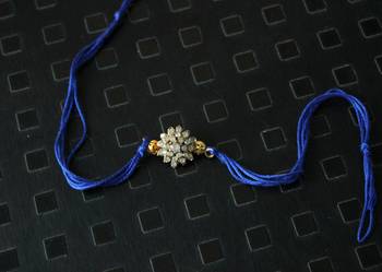 Zirconia Flower Blue Rakhi 1