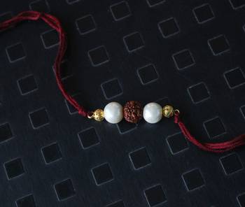 Maroon Rudraksha And Pearl Rakhi 1