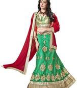 Green embroidered net lehenga choli
