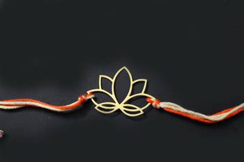 Orange And Gold Lotus Rakhi 1