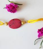 Red Yellow Stone Work Rakhi