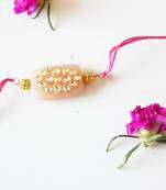 Pink And Peach Kundan Work Rakhi