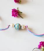 Turquoise And Pink Meenakari Kundanwork Rakhi
