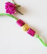 Pink And Green Stone Work Rakhi