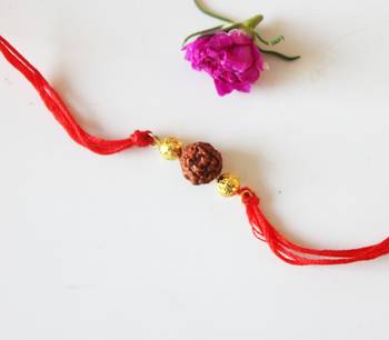 Orange Rudraksh Rakhi 1
