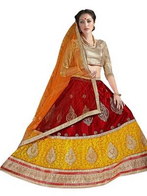 Multicolor embroidered net lehenga choli 1
