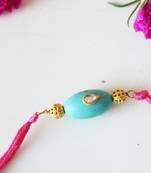 Turquoise And Pink Kundan Work Rakhi