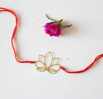 Red And Gold Lotus Filigree Rakhi 1