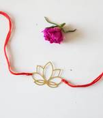 Red And Gold Lotus Filigree Rakhi
