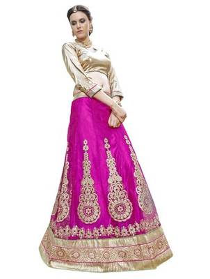 Pink embroidered net lehenga choli 1