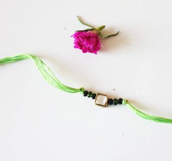 Green Kundan And Crystal Rakhi 1