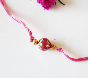 Pink Meenakari And Kundan Work Rakhi 1