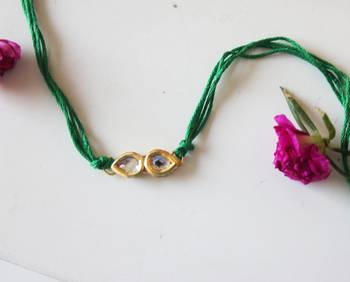 Green Kundan Rakhi 1