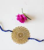 Blue And Gold Filigree Flower Rakhi