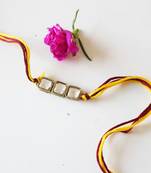 Maroon And Yellow Kundan Rakhi