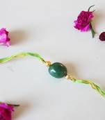 Green And Yellow Stone Work Rakhi